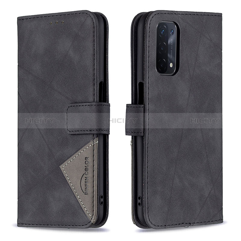 Funda de Cuero Cartera con Soporte Carcasa B08F para Oppo A54 5G Negro