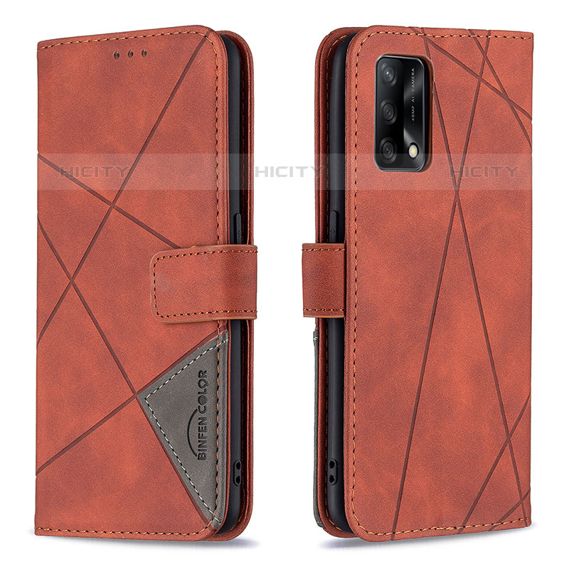 Funda de Cuero Cartera con Soporte Carcasa B08F para Oppo A74 4G Naranja