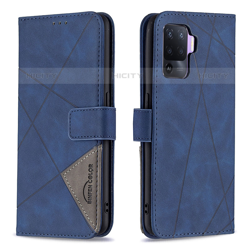 Funda de Cuero Cartera con Soporte Carcasa B08F para Oppo A94 4G Azul