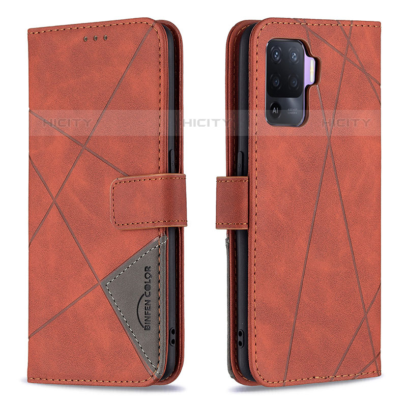 Funda de Cuero Cartera con Soporte Carcasa B08F para Oppo A94 4G Naranja