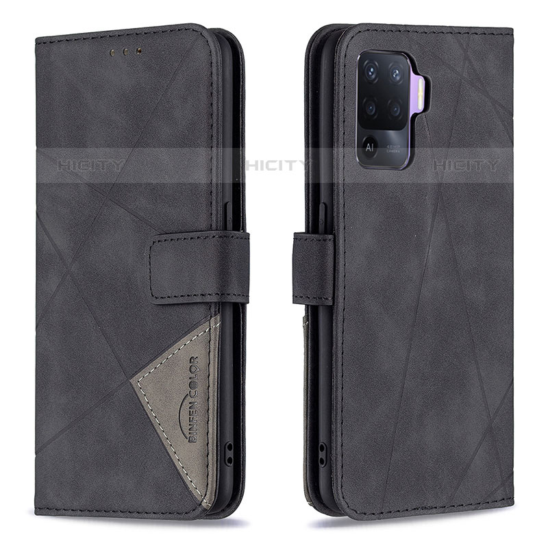 Funda de Cuero Cartera con Soporte Carcasa B08F para Oppo A94 4G Negro