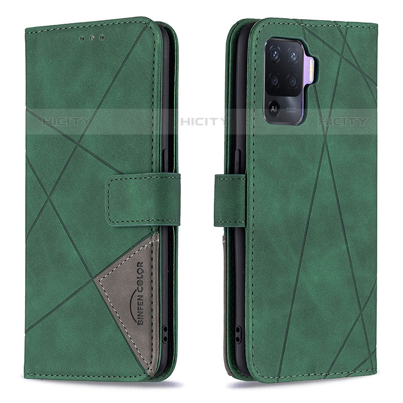 Funda de Cuero Cartera con Soporte Carcasa B08F para Oppo A94 4G Verde