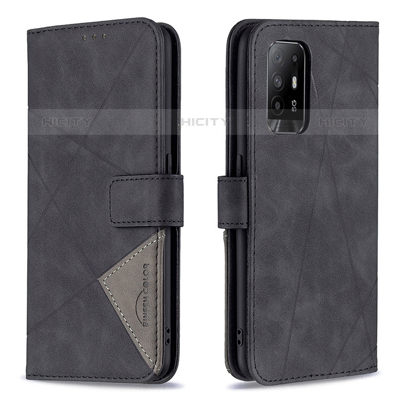 Funda de Cuero Cartera con Soporte Carcasa B08F para Oppo A94 5G Negro