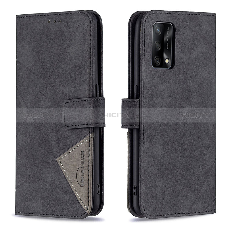 Funda de Cuero Cartera con Soporte Carcasa B08F para Oppo A95 4G Negro