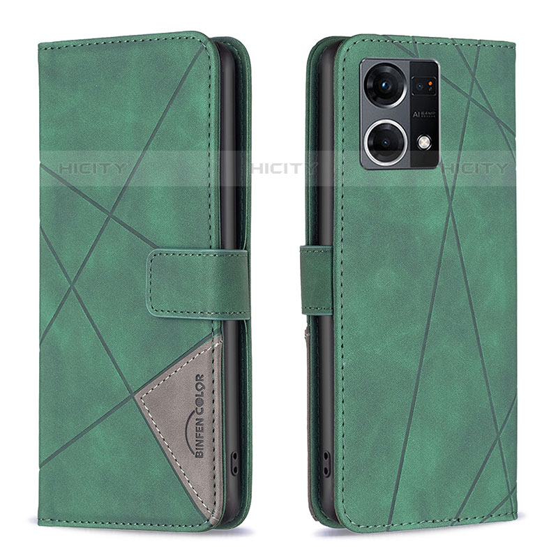 Funda de Cuero Cartera con Soporte Carcasa B08F para Oppo F21 Pro 4G Verde