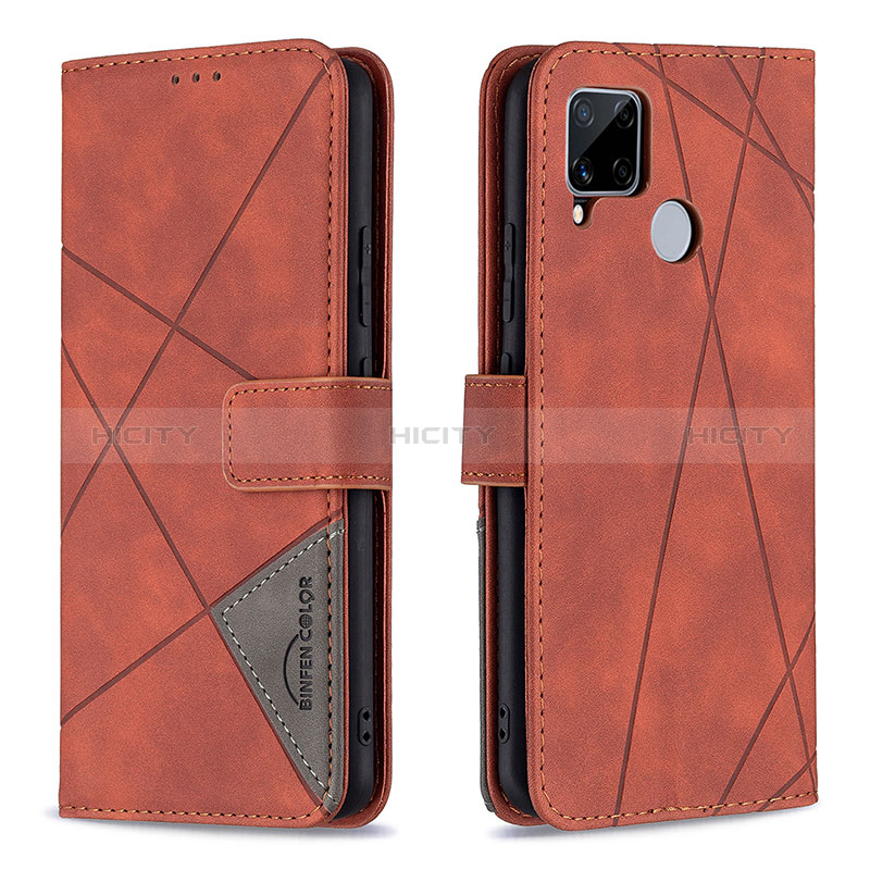 Funda de Cuero Cartera con Soporte Carcasa B08F para Realme C12 Naranja