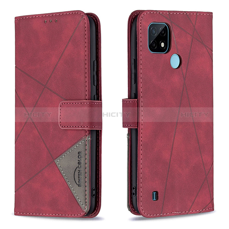 Funda de Cuero Cartera con Soporte Carcasa B08F para Realme C21