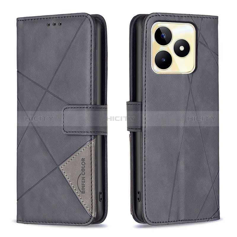 Funda de Cuero Cartera con Soporte Carcasa B08F para Realme C51 Negro