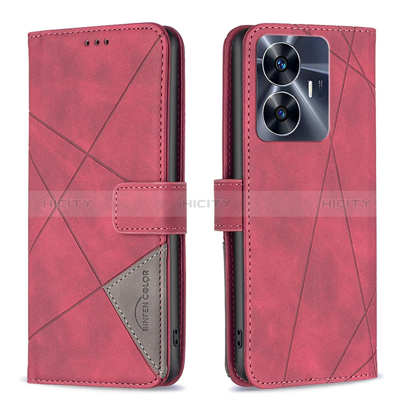 Funda de Cuero Cartera con Soporte Carcasa B08F para Realme C55 Rojo