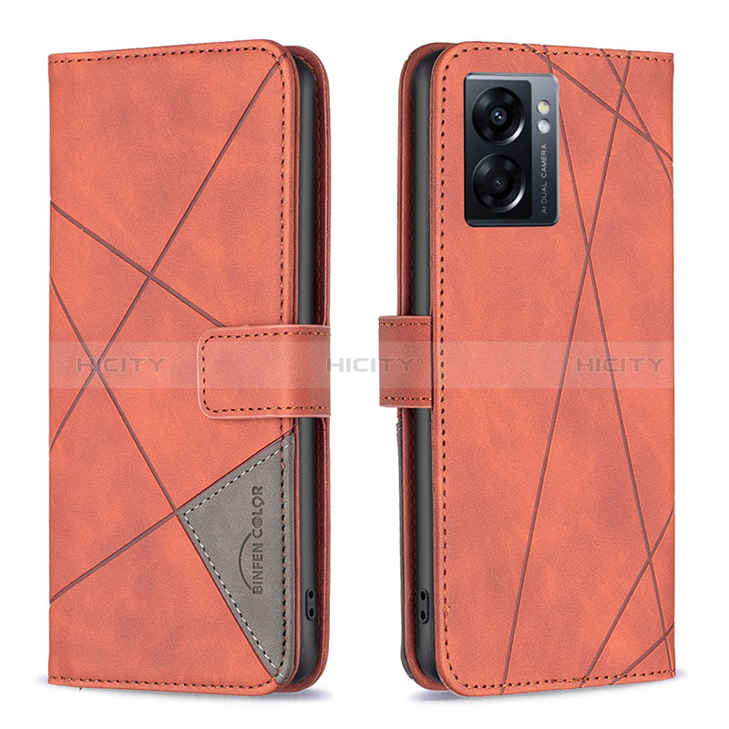 Funda de Cuero Cartera con Soporte Carcasa B08F para Realme Q5i 5G Naranja