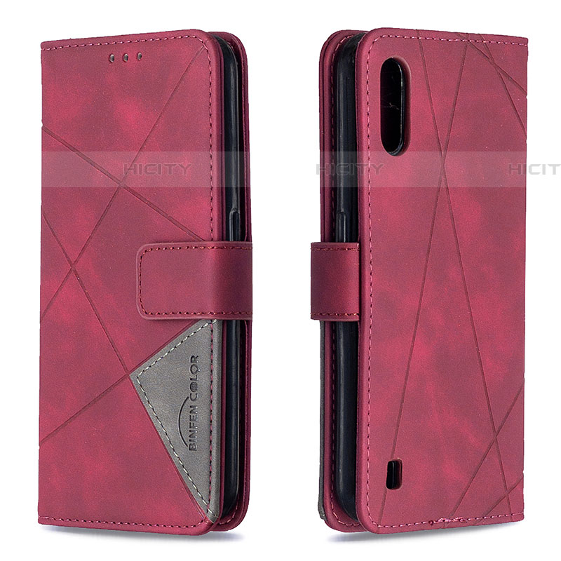 Funda de Cuero Cartera con Soporte Carcasa B08F para Samsung Galaxy A01 SM-A015 Rojo