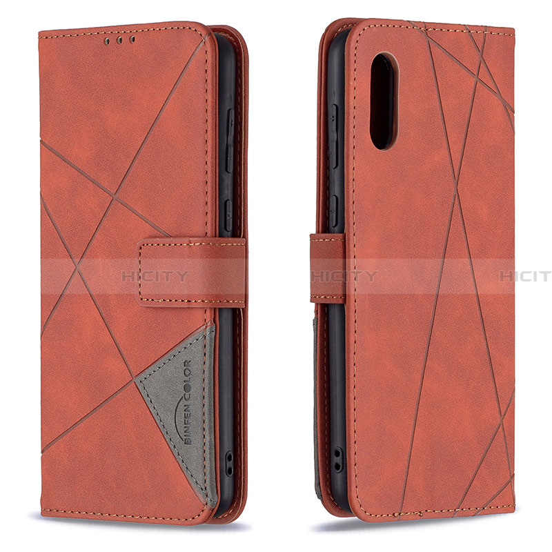 Funda de Cuero Cartera con Soporte Carcasa B08F para Samsung Galaxy A02 Naranja