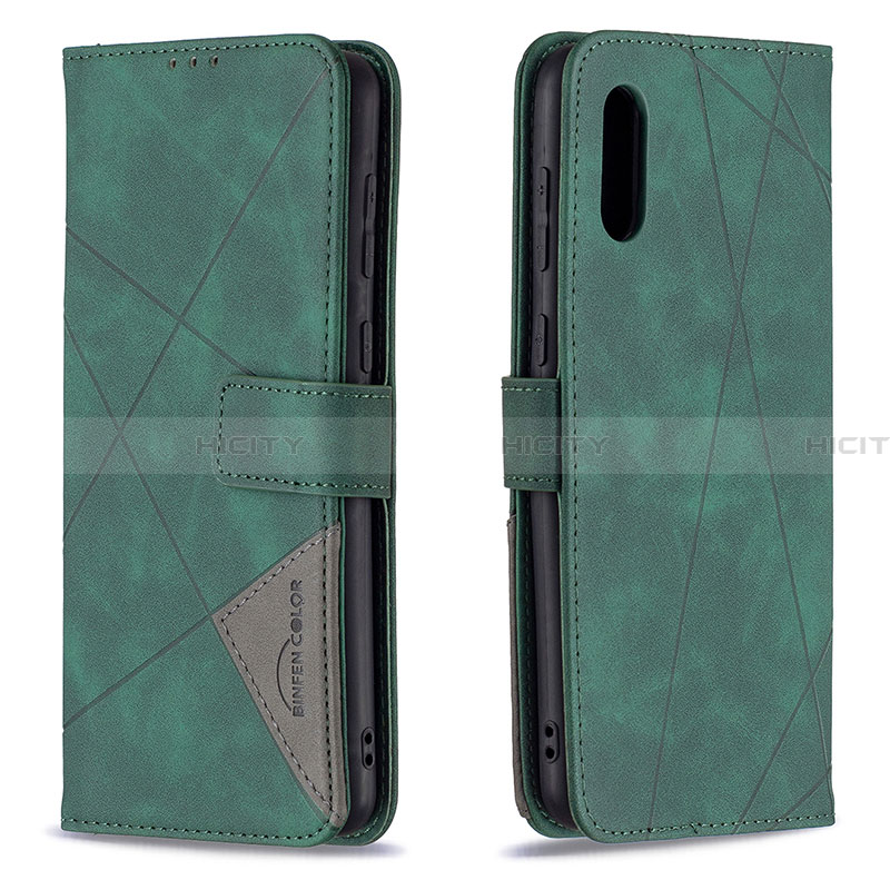 Funda de Cuero Cartera con Soporte Carcasa B08F para Samsung Galaxy A02 Verde