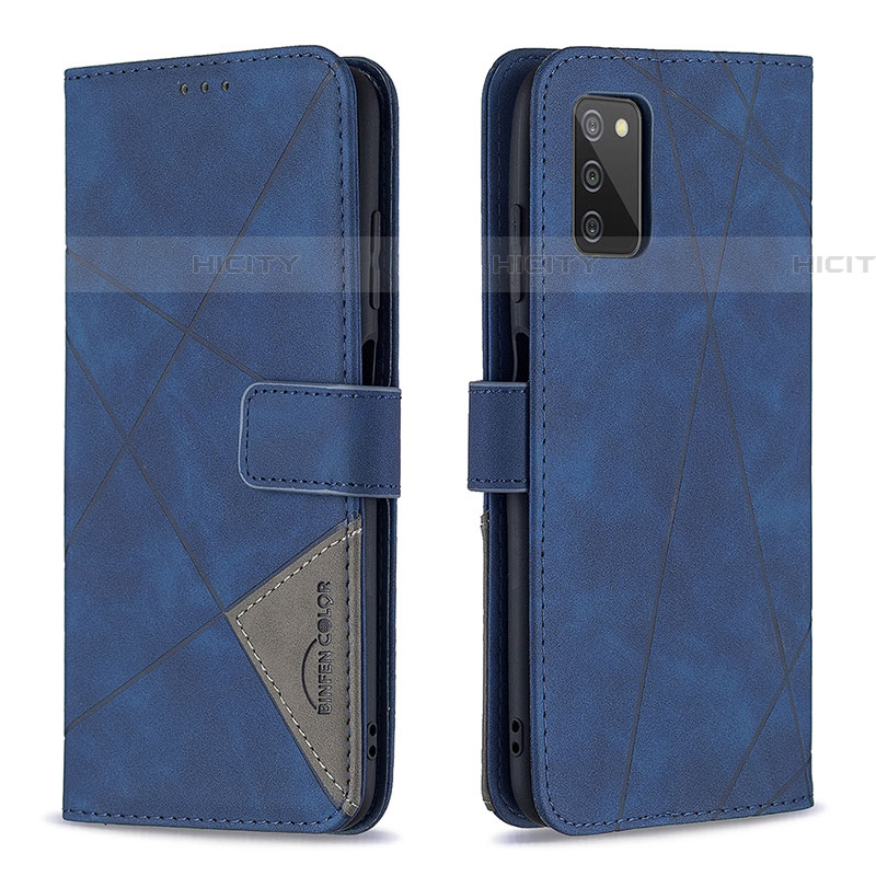 Funda de Cuero Cartera con Soporte Carcasa B08F para Samsung Galaxy A03s Azul