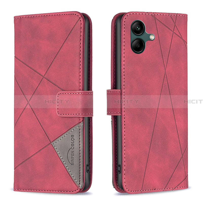 Funda de Cuero Cartera con Soporte Carcasa B08F para Samsung Galaxy A05 Rojo