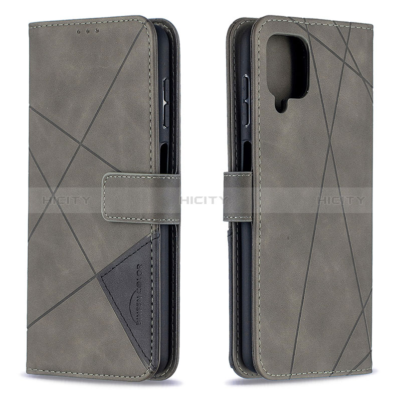 Funda de Cuero Cartera con Soporte Carcasa B08F para Samsung Galaxy A12 Gris