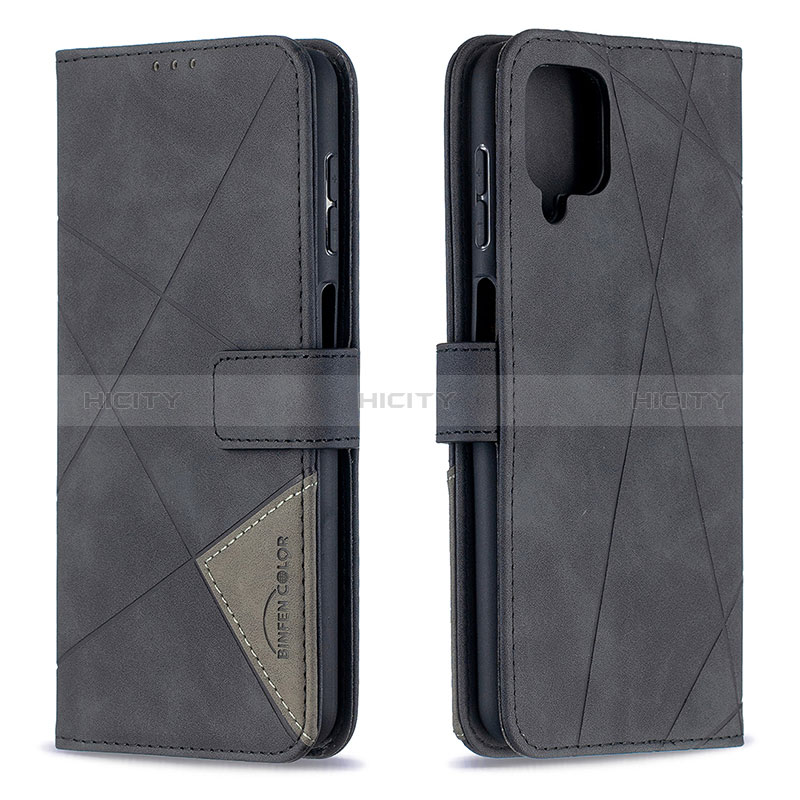 Funda de Cuero Cartera con Soporte Carcasa B08F para Samsung Galaxy A12 Nacho Negro