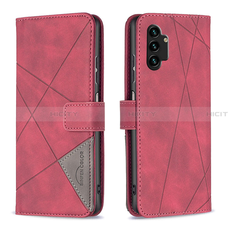 Funda de Cuero Cartera con Soporte Carcasa B08F para Samsung Galaxy A13 4G Rojo