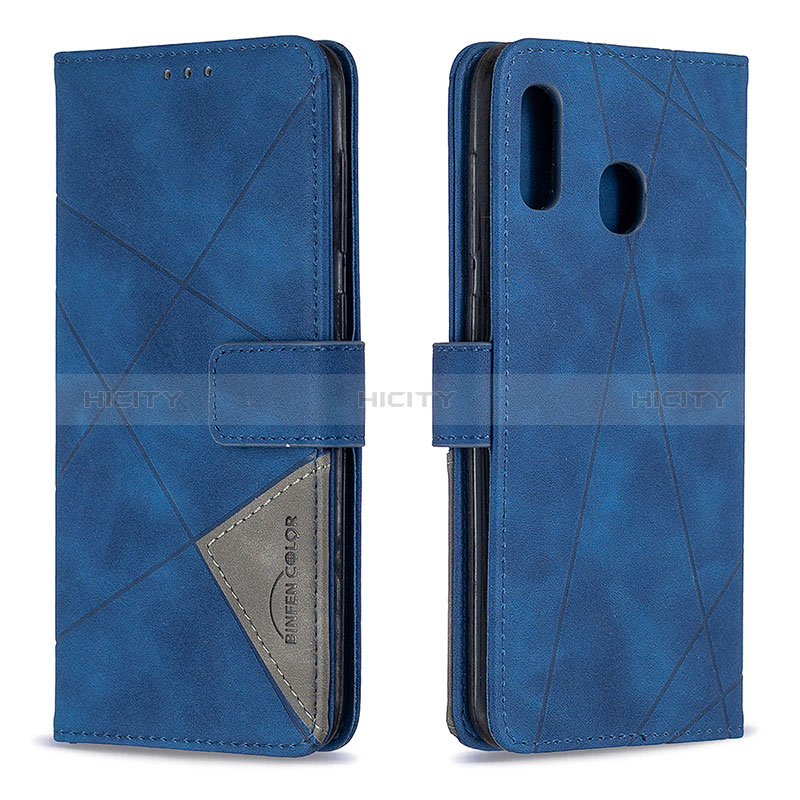 Funda de Cuero Cartera con Soporte Carcasa B08F para Samsung Galaxy A20 Azul