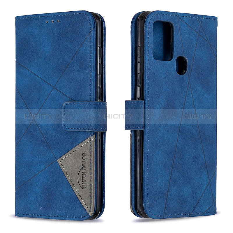 Funda de Cuero Cartera con Soporte Carcasa B08F para Samsung Galaxy A21s Azul