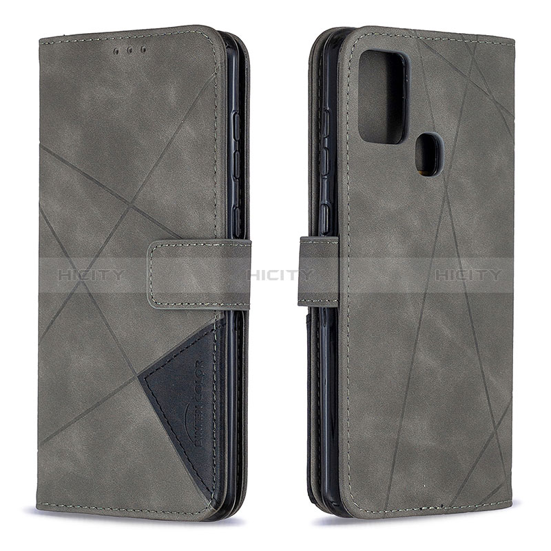 Funda de Cuero Cartera con Soporte Carcasa B08F para Samsung Galaxy A21s Gris