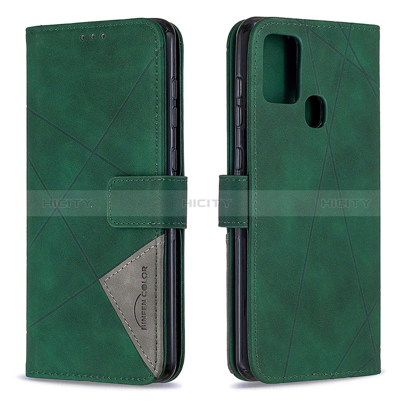 Funda de Cuero Cartera con Soporte Carcasa B08F para Samsung Galaxy A21s Verde