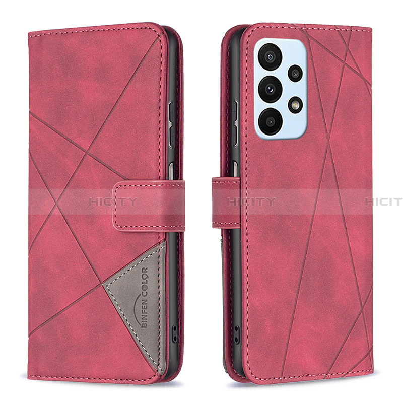 Funda de Cuero Cartera con Soporte Carcasa B08F para Samsung Galaxy A23 4G Rojo