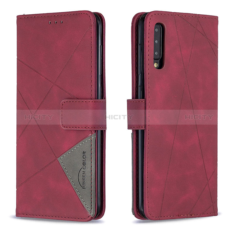 Funda de Cuero Cartera con Soporte Carcasa B08F para Samsung Galaxy A30S Rojo