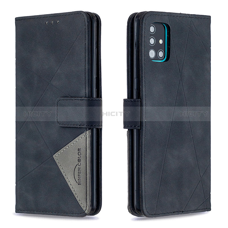 Funda de Cuero Cartera con Soporte Carcasa B08F para Samsung Galaxy A51 4G Negro