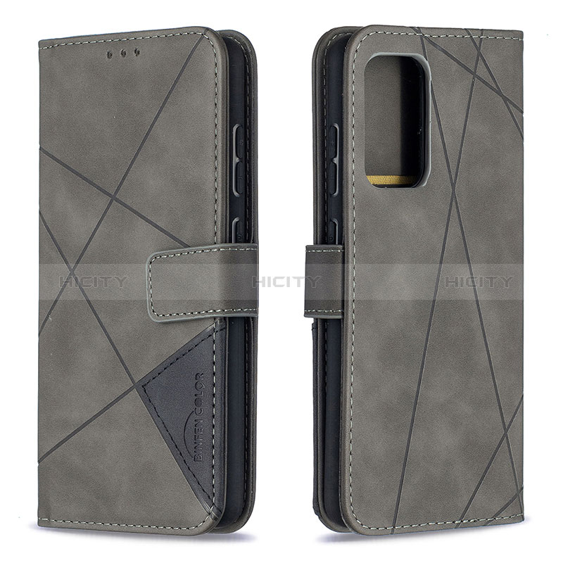 Funda de Cuero Cartera con Soporte Carcasa B08F para Samsung Galaxy A52s 5G Gris