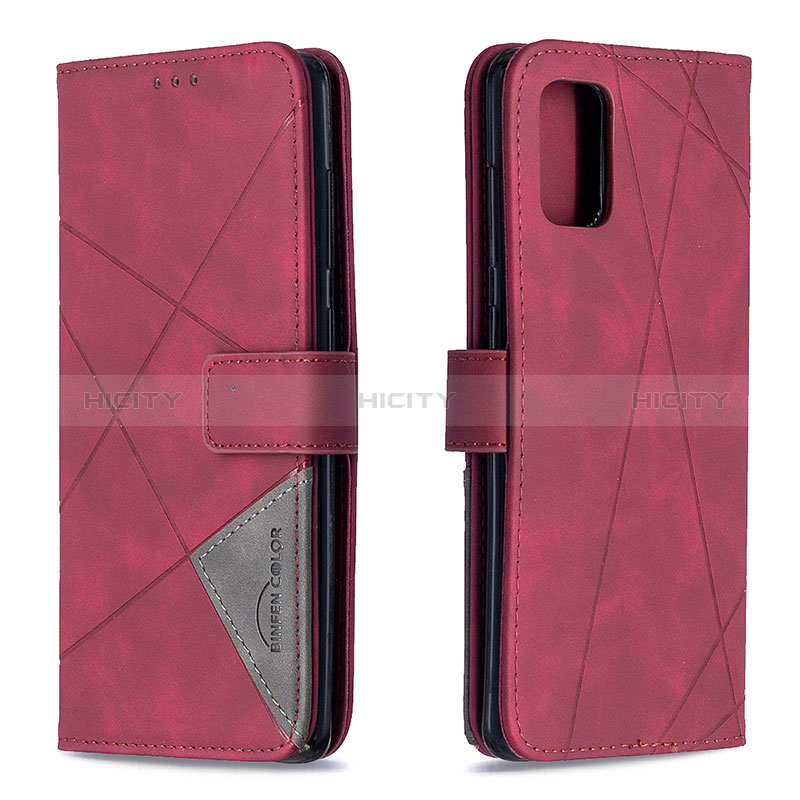 Funda de Cuero Cartera con Soporte Carcasa B08F para Samsung Galaxy A71 5G Rojo