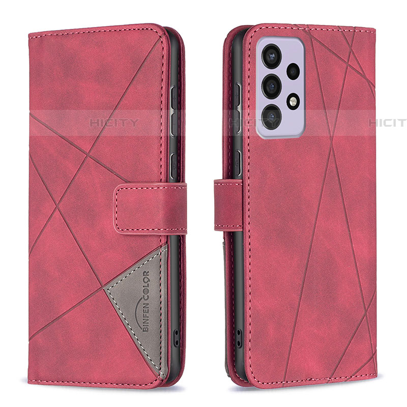 Funda de Cuero Cartera con Soporte Carcasa B08F para Samsung Galaxy A73 5G Rojo