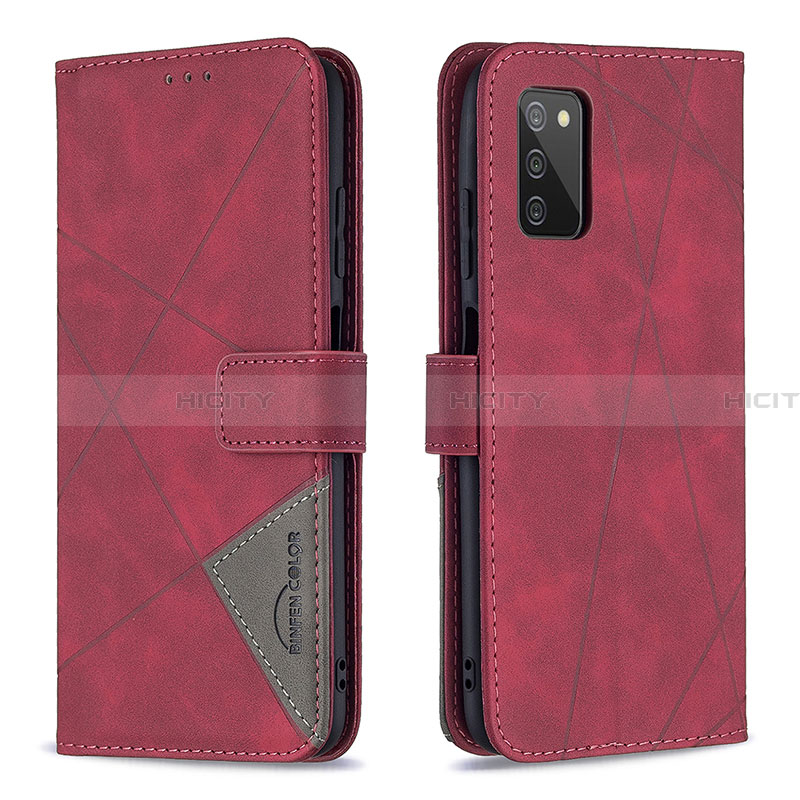 Funda de Cuero Cartera con Soporte Carcasa B08F para Samsung Galaxy F02S SM-E025F Rojo