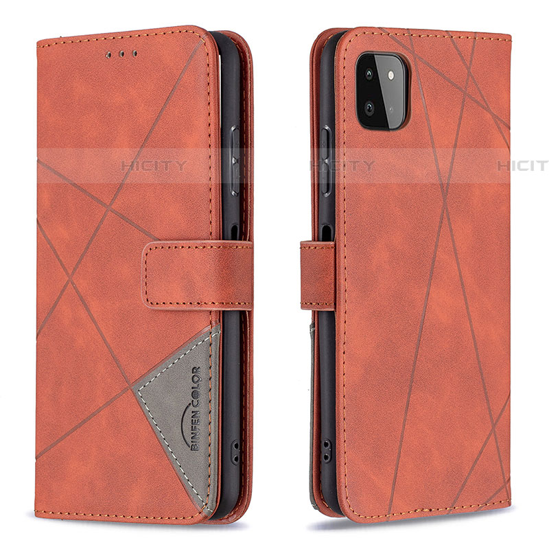 Funda de Cuero Cartera con Soporte Carcasa B08F para Samsung Galaxy F42 5G Naranja