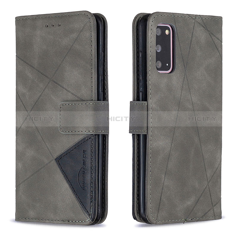 Funda de Cuero Cartera con Soporte Carcasa B08F para Samsung Galaxy S20 5G Gris