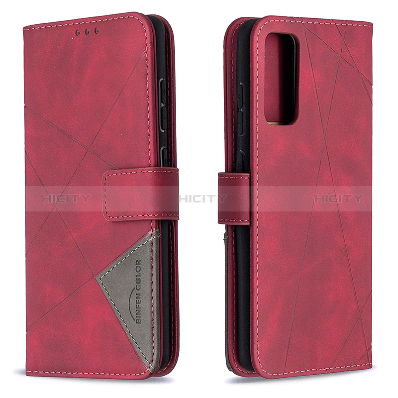 Funda de Cuero Cartera con Soporte Carcasa B08F para Samsung Galaxy S20 FE 4G Rojo