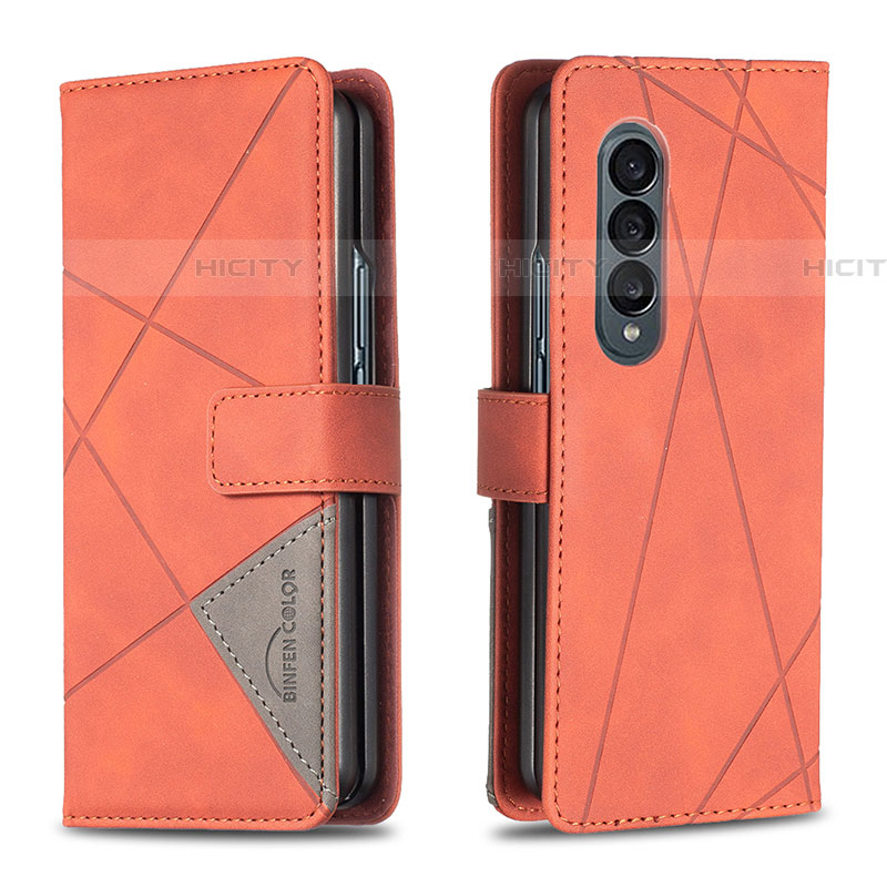 Funda de Cuero Cartera con Soporte Carcasa B08F para Samsung Galaxy Z Fold4 5G Naranja