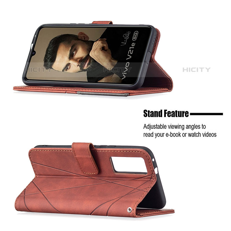 Funda de Cuero Cartera con Soporte Carcasa B08F para Vivo V21e 5G