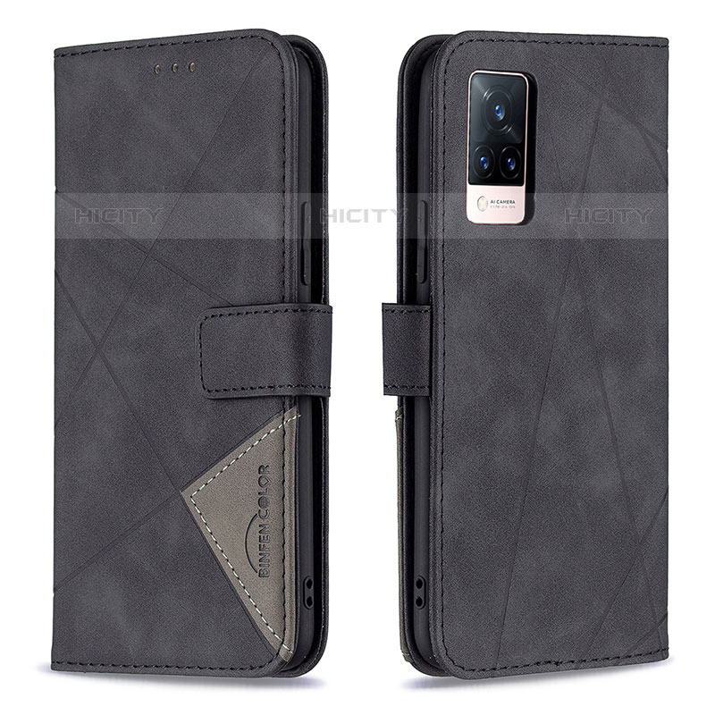 Funda de Cuero Cartera con Soporte Carcasa B08F para Vivo V21s 5G Negro