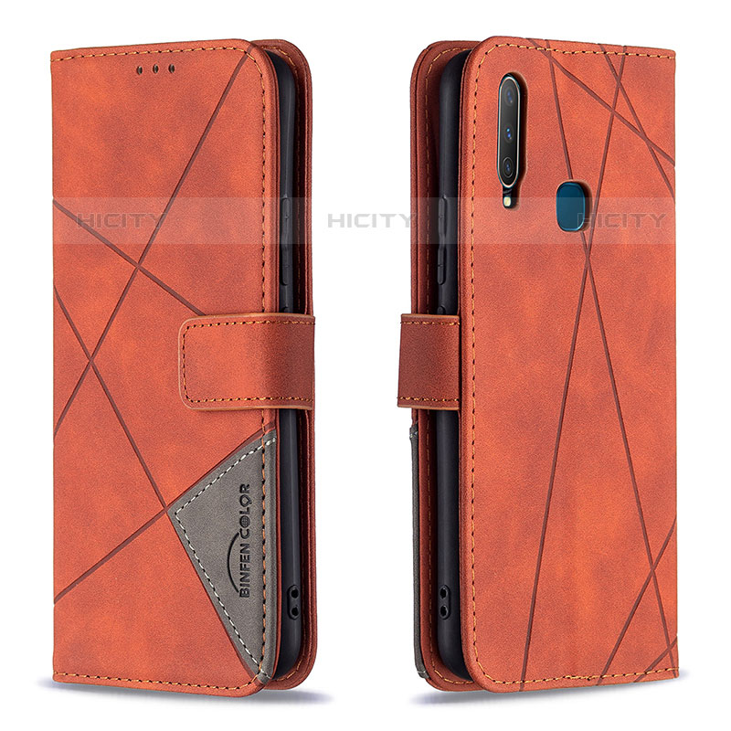 Funda de Cuero Cartera con Soporte Carcasa B08F para Vivo Y11 Naranja