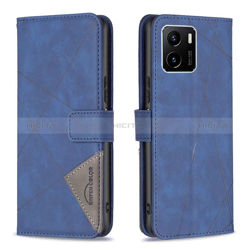 Funda de Cuero Cartera con Soporte Carcasa B08F para Vivo Y15C Azul