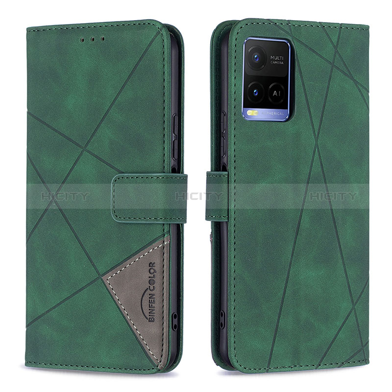 Funda de Cuero Cartera con Soporte Carcasa B08F para Vivo Y21G