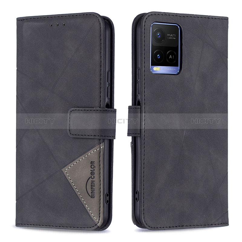 Funda de Cuero Cartera con Soporte Carcasa B08F para Vivo Y32 4G Negro