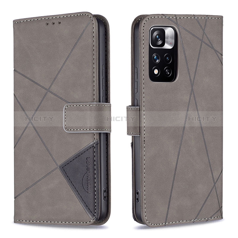 Funda de Cuero Cartera con Soporte Carcasa B08F para Xiaomi Mi 11i 5G (2022) Gris