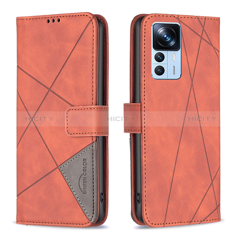 Funda de Cuero Cartera con Soporte Carcasa B08F para Xiaomi Mi 12T 5G Naranja