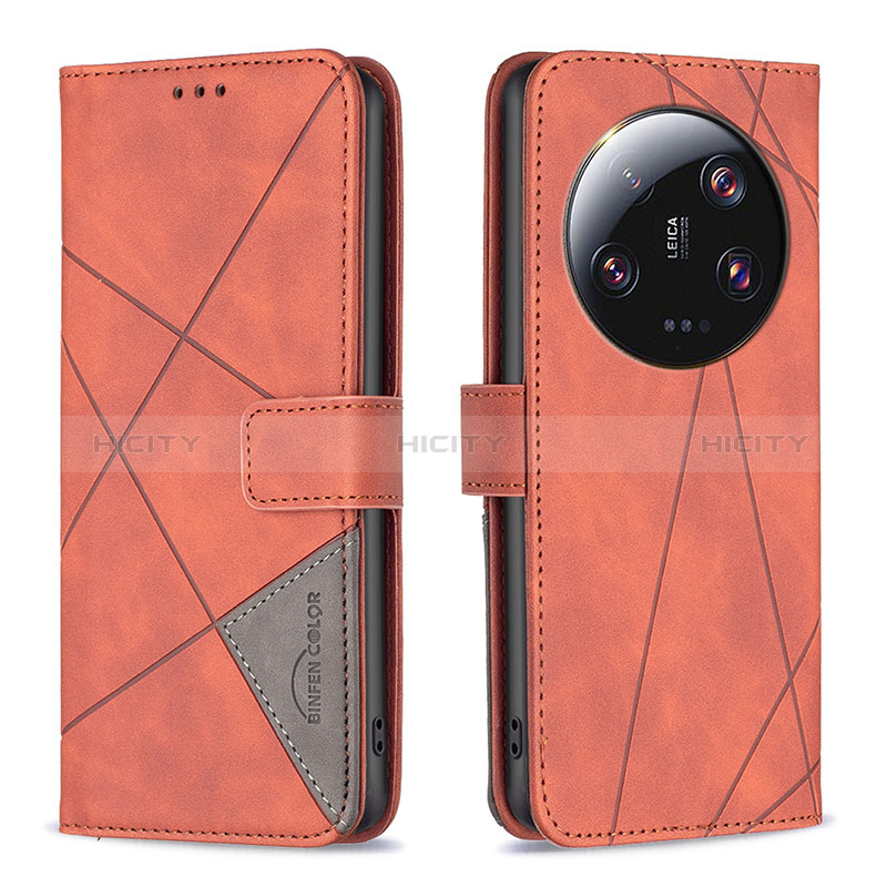 Funda de Cuero Cartera con Soporte Carcasa B08F para Xiaomi Mi 13 Ultra 5G Naranja