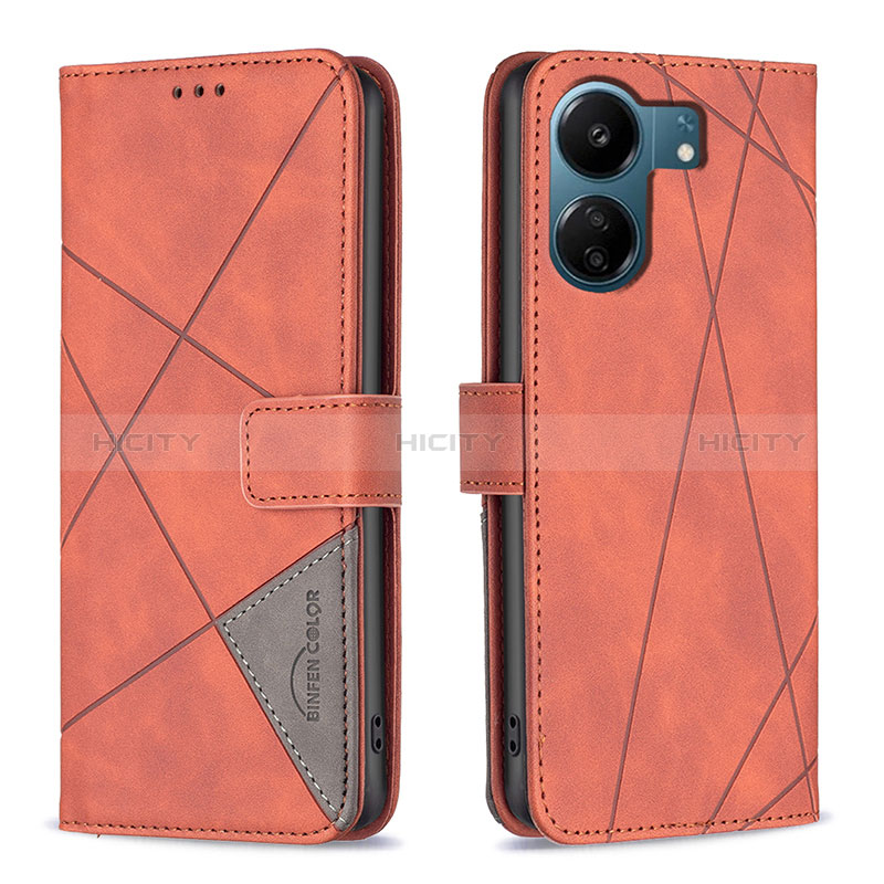 Funda de Cuero Cartera con Soporte Carcasa B08F para Xiaomi Poco C65 Naranja