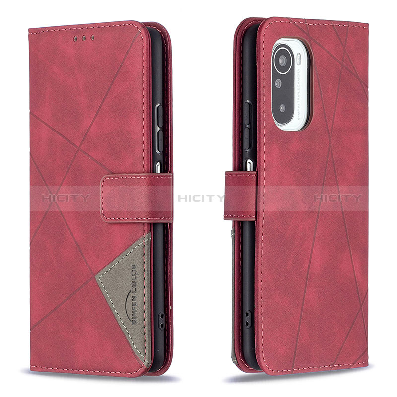 Funda de Cuero Cartera con Soporte Carcasa B08F para Xiaomi Redmi K40 5G Rojo