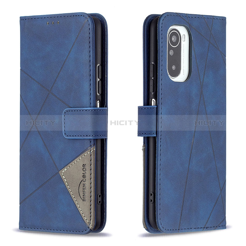 Funda de Cuero Cartera con Soporte Carcasa B08F para Xiaomi Redmi K40 Pro+ Plus 5G Azul