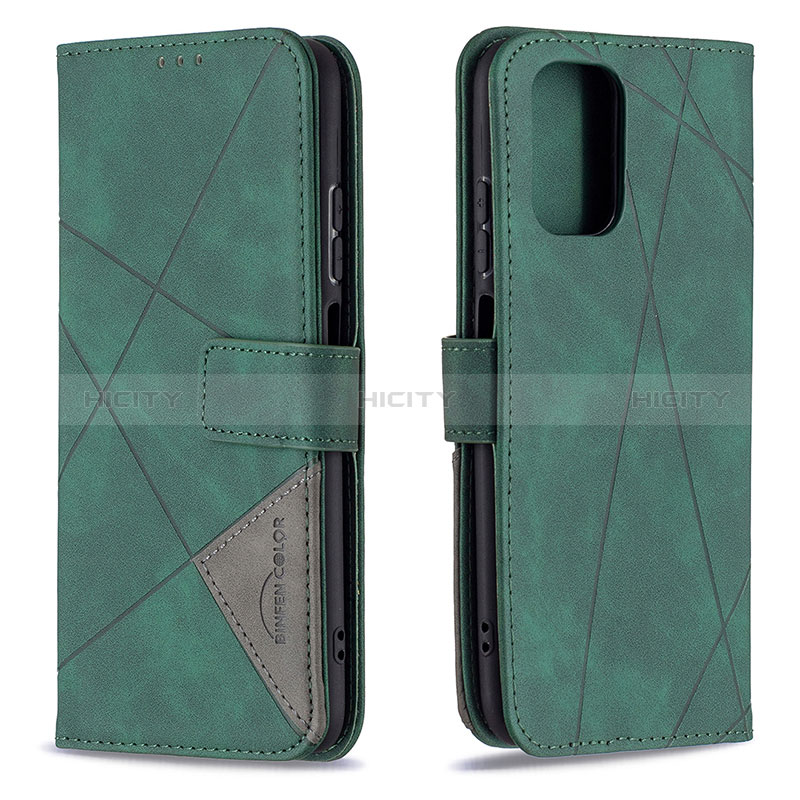 Funda de Cuero Cartera con Soporte Carcasa B08F para Xiaomi Redmi Note 10 4G Verde